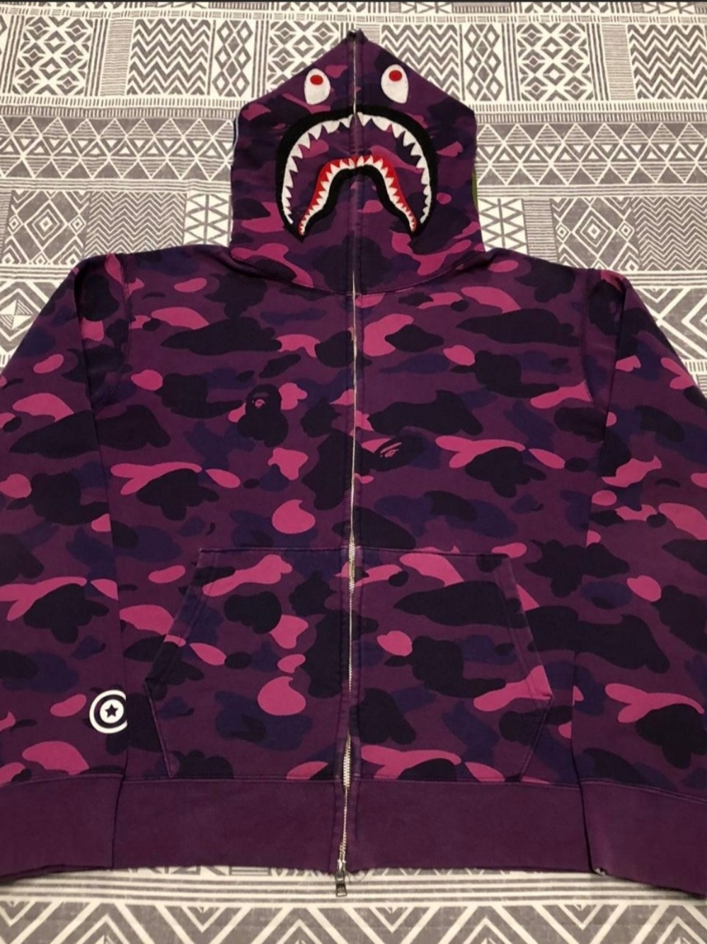 Bape Purple & Black Camo Shark Zip Hoodie